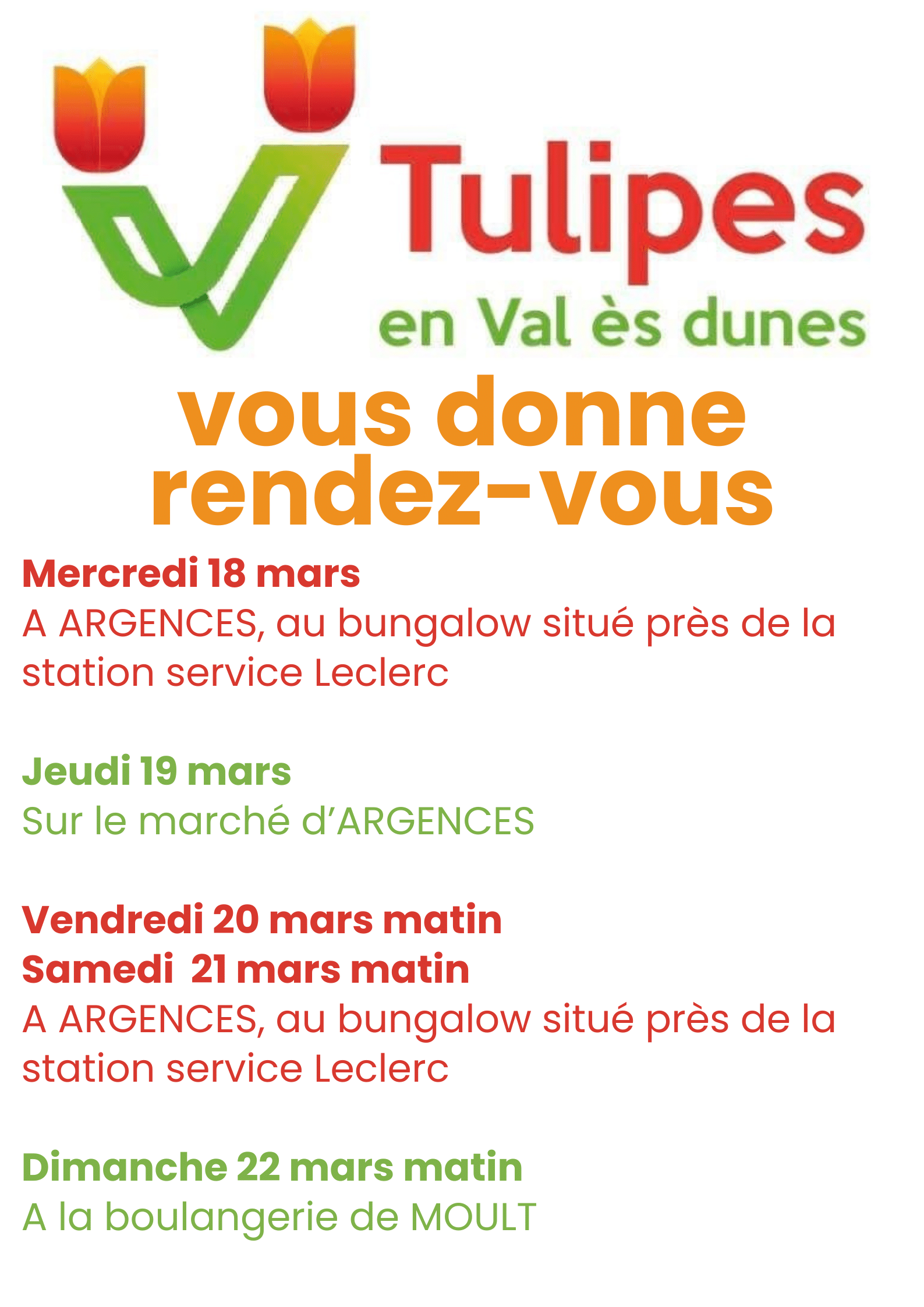 2026-03-18 Tulipes en val es dunes. Calendrier