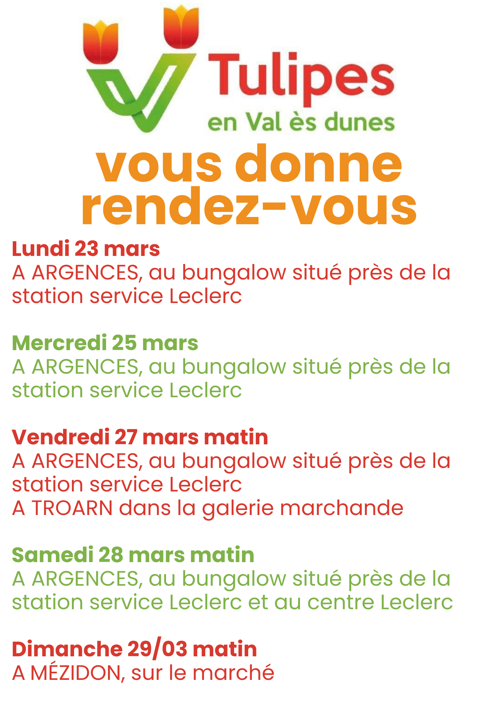 2026-03-23 Tulipes en val es dunes. Calendrier